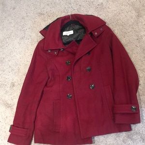 Hooded wool pea coat